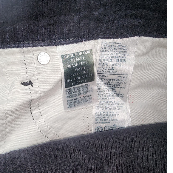 Levi's 311 shaping skinny mid rise jeans 33x30 woman's corduroy - Picture 7 of 7